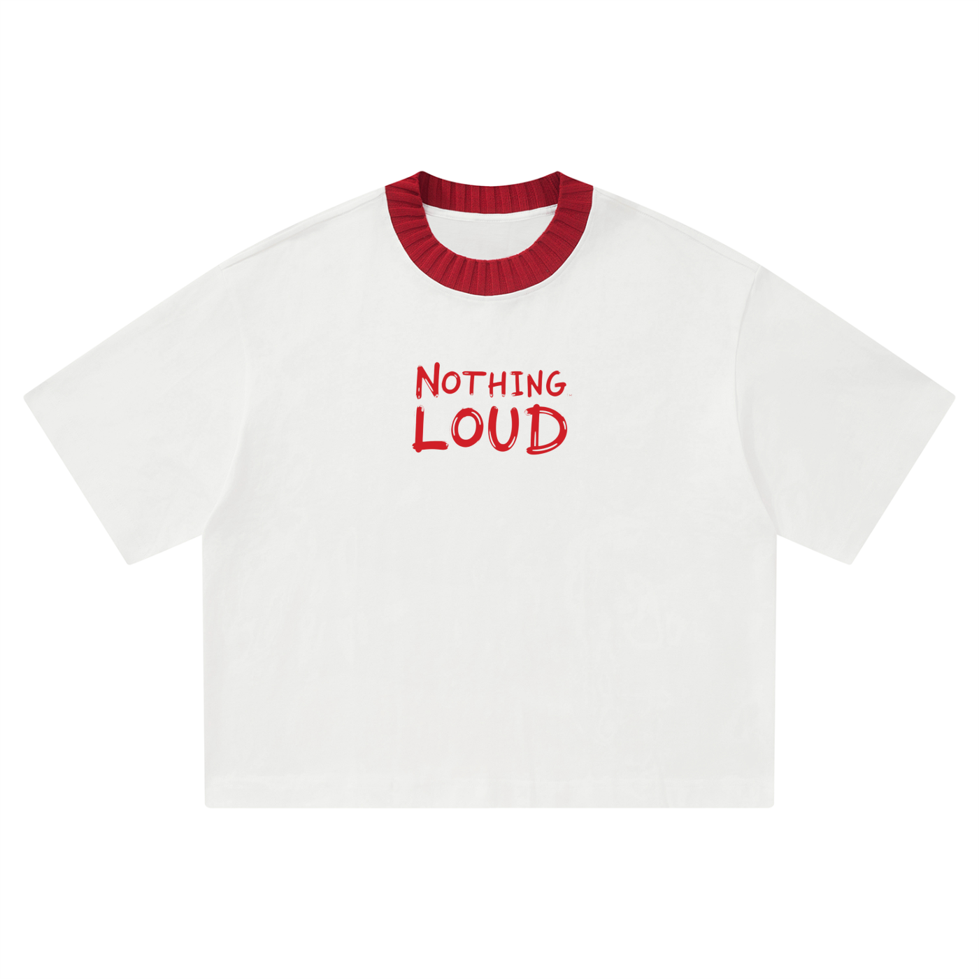 KEY ATELIER Unisex Heavyweight Boxy T-Shirt in White with Red – side or styling view
