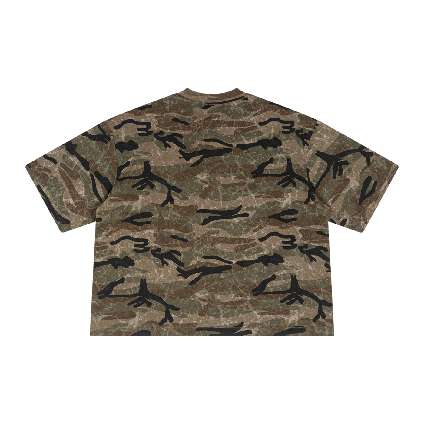 KEY ATELIER Boxy Camo Print T-Shirt in Green Camo – product image 6