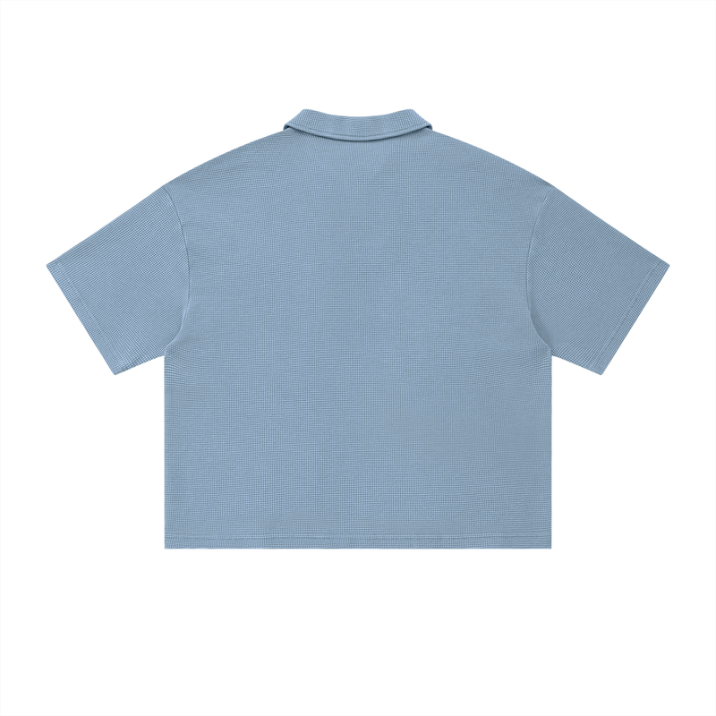 Vintage Wash Waffle Boxy Polo Shirt