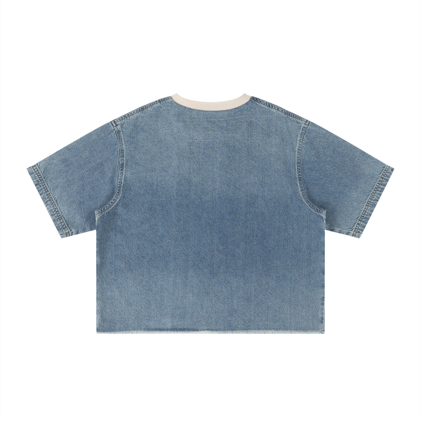 KEY ATELIER Wash Boxy Raw Hem Denim T-Shirt in Jeans Blue – product image 7