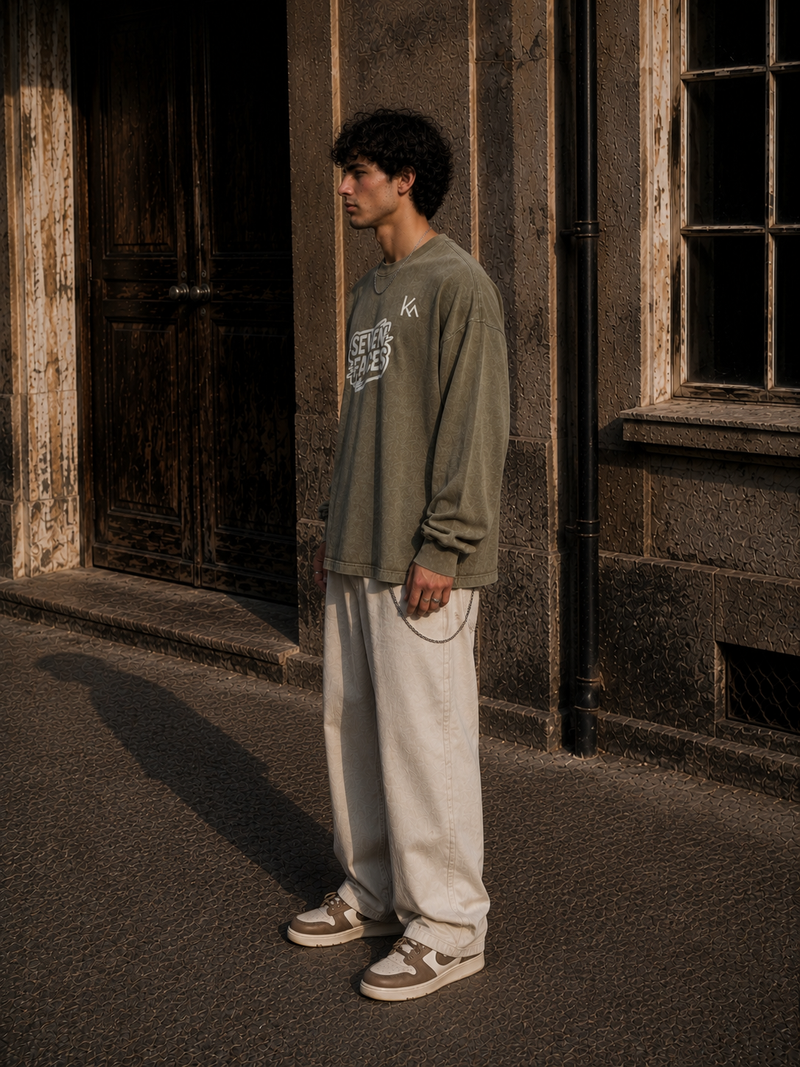 Snow Washed Frayed Edge T-Shirt