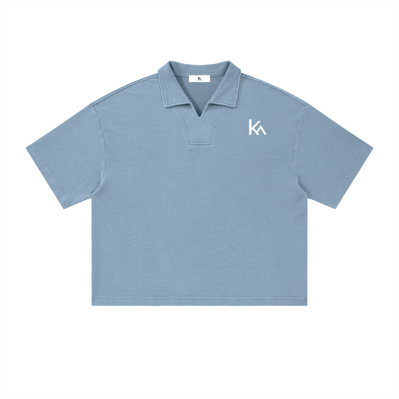 Vintage Wash Waffle Boxy Polo Shirt