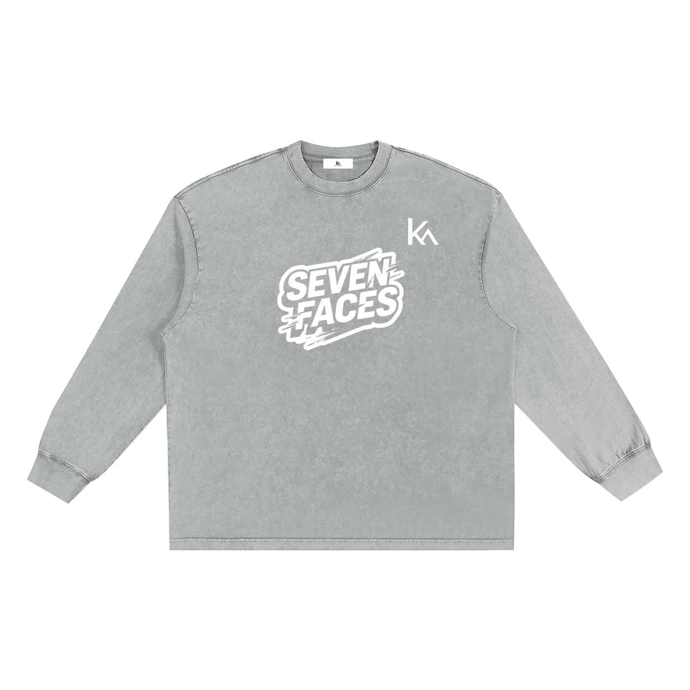KEY ATELIER Snow Washed Frayed Edge T-Shirt in Light Gray – rear or styling view