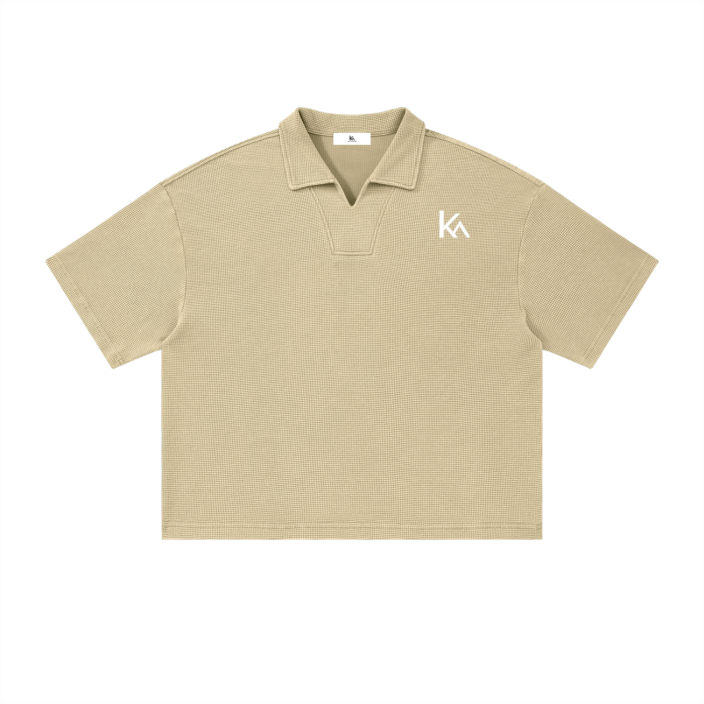 Unisex Vintage Wash Waffle Boxy Polo Shirt