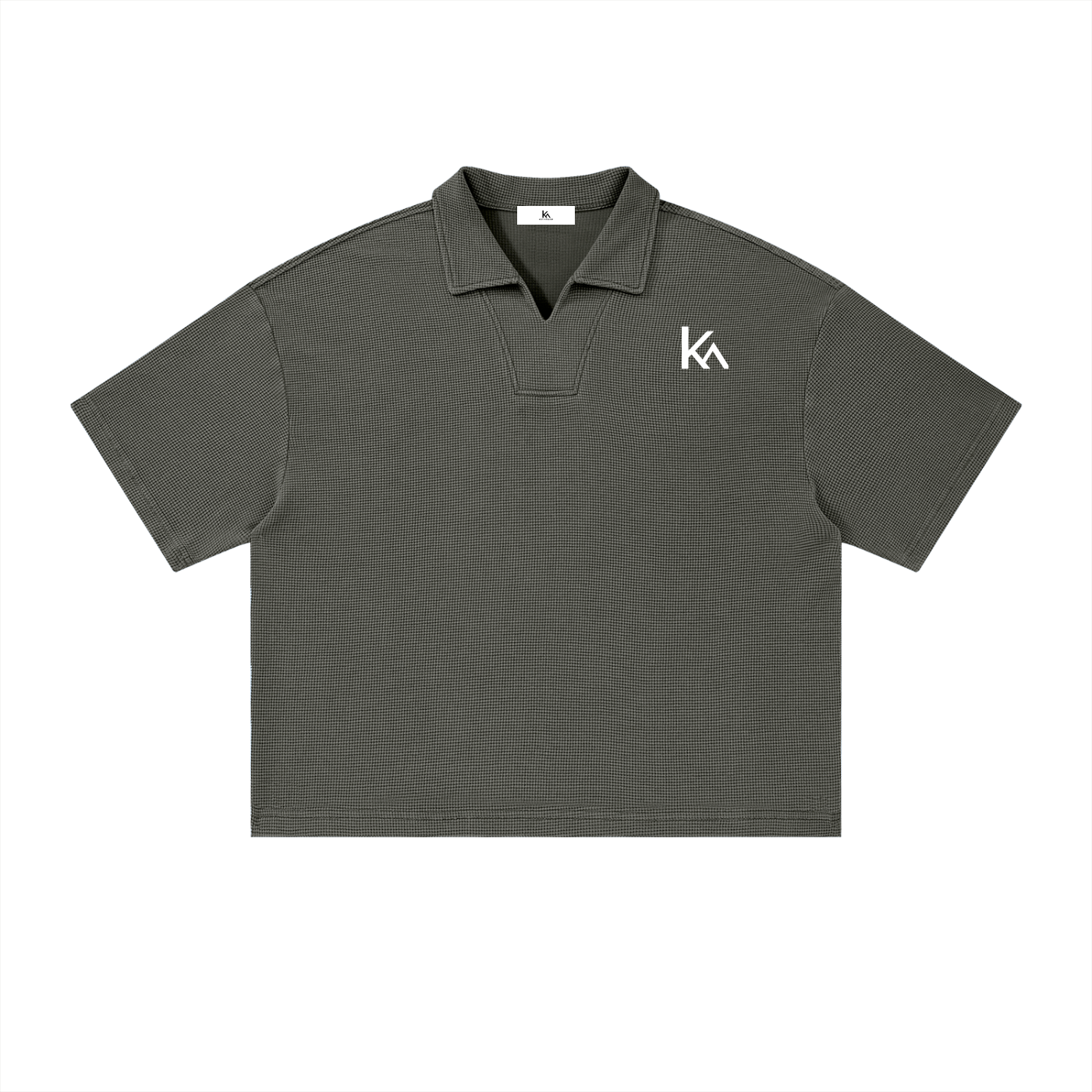 Vintage Wash Waffle Boxy Polo Shirt