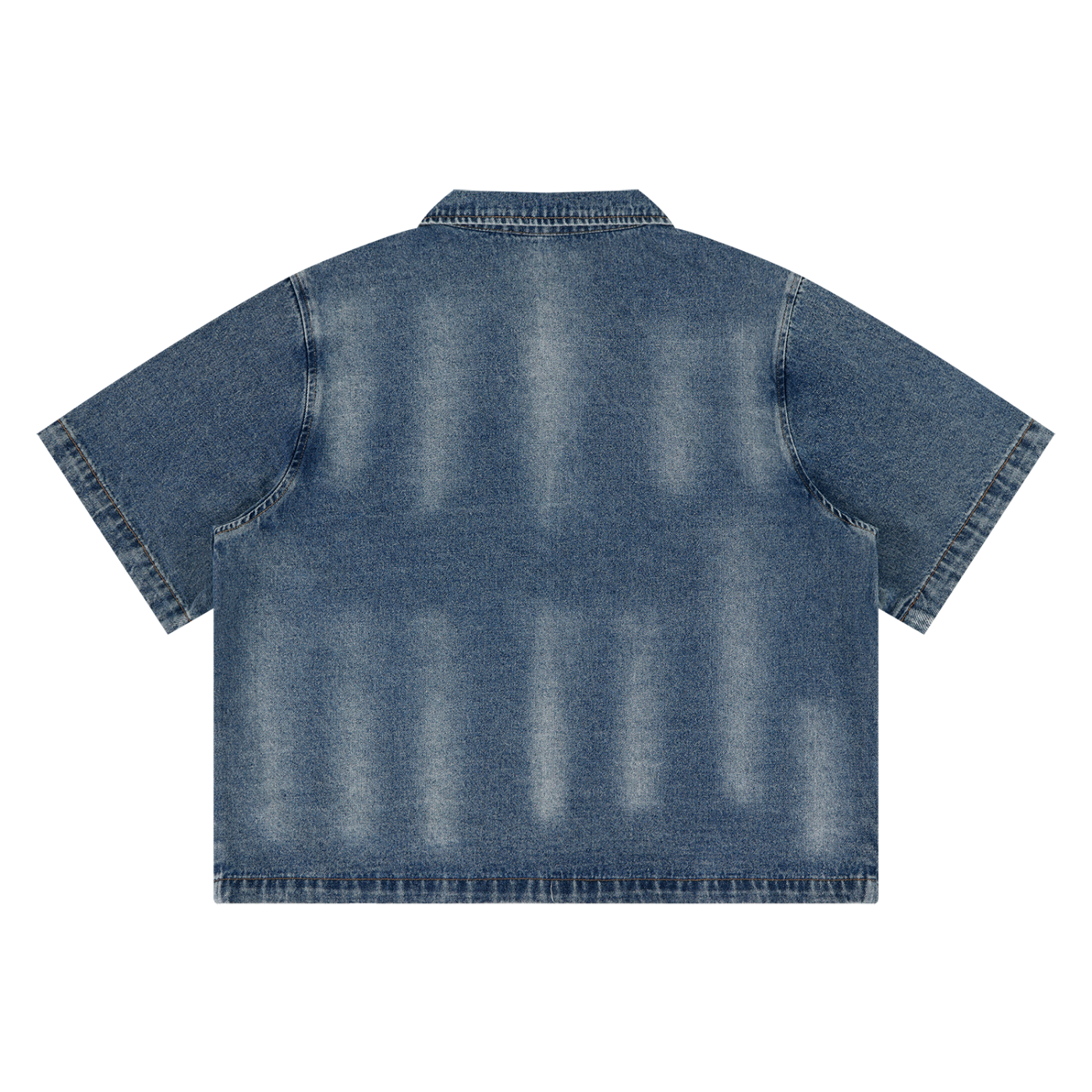 KEY ATELIER Vintage Washed Full-Zip Denim Shirt in Jeans Blue – product image 5
