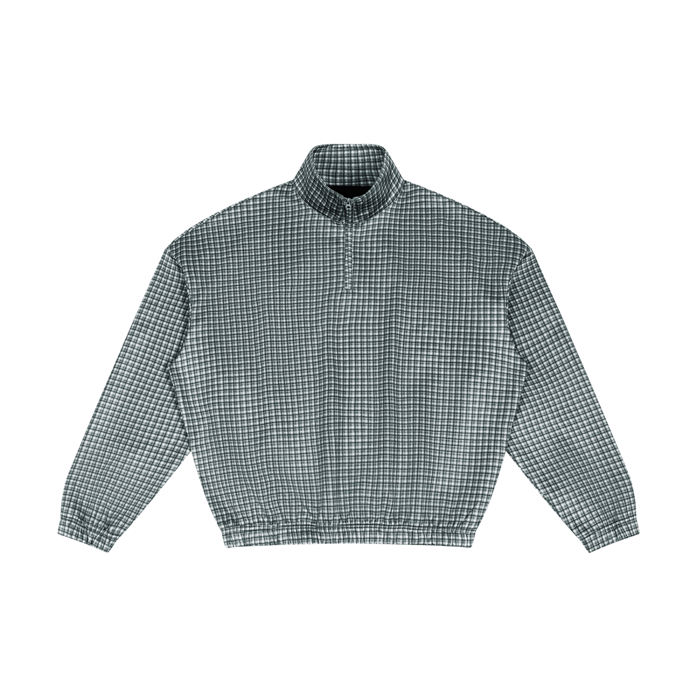 KEY ATELIER Plaid Quarter-Zip Sweatshirt in Navy Blue Plaid – product image 5