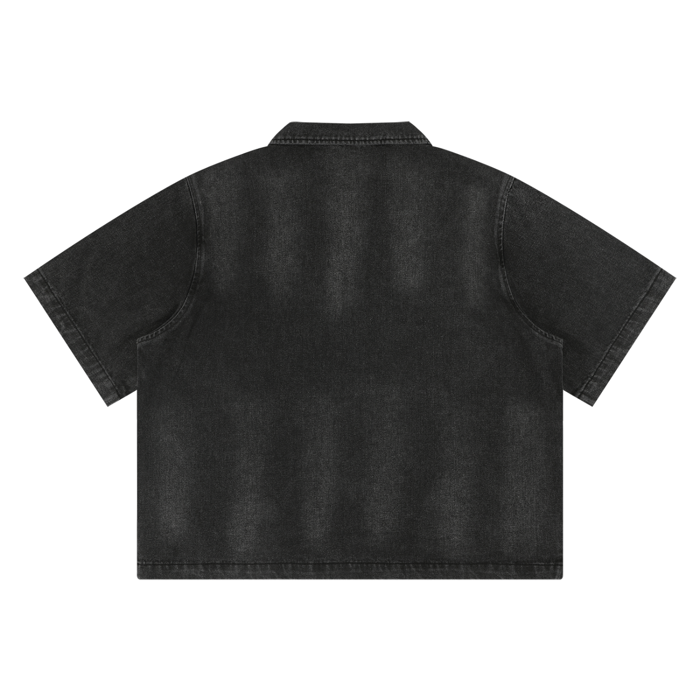 KEY ATELIER Vintage Washed Full-Zip Denim Shirt in Black – product image 5
