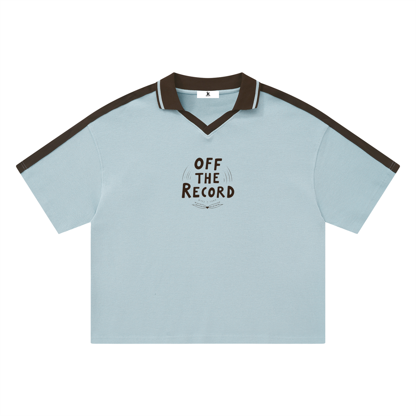 KEY ATELIER Color Block Polo Shirt in Sky Blue – rear or styling view