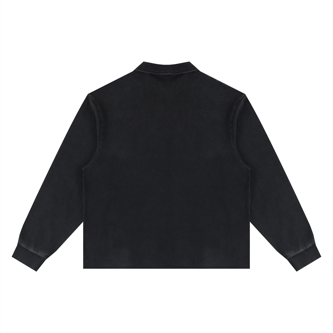KEY ATELIER Loose Long Sleeve Polo Shirt in Black – product image 6