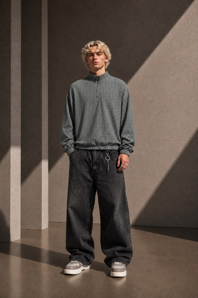 Plaid Quarter-Zip Sweatshirt