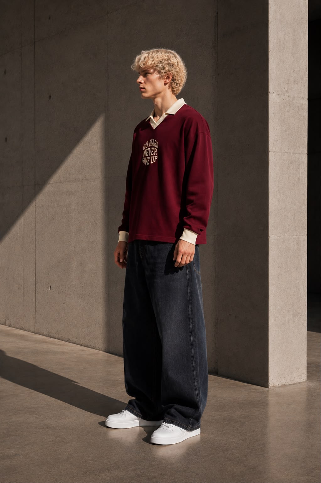 KEY ATELIER Color Block Long Sleeve Sweatshirt in Red – product detail view