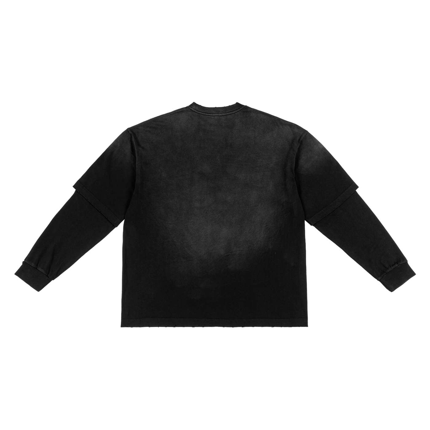 KEY ATELIER Sunfade Hand-Frayed Faux Two-Piece T-Shirt in Black – product image 5