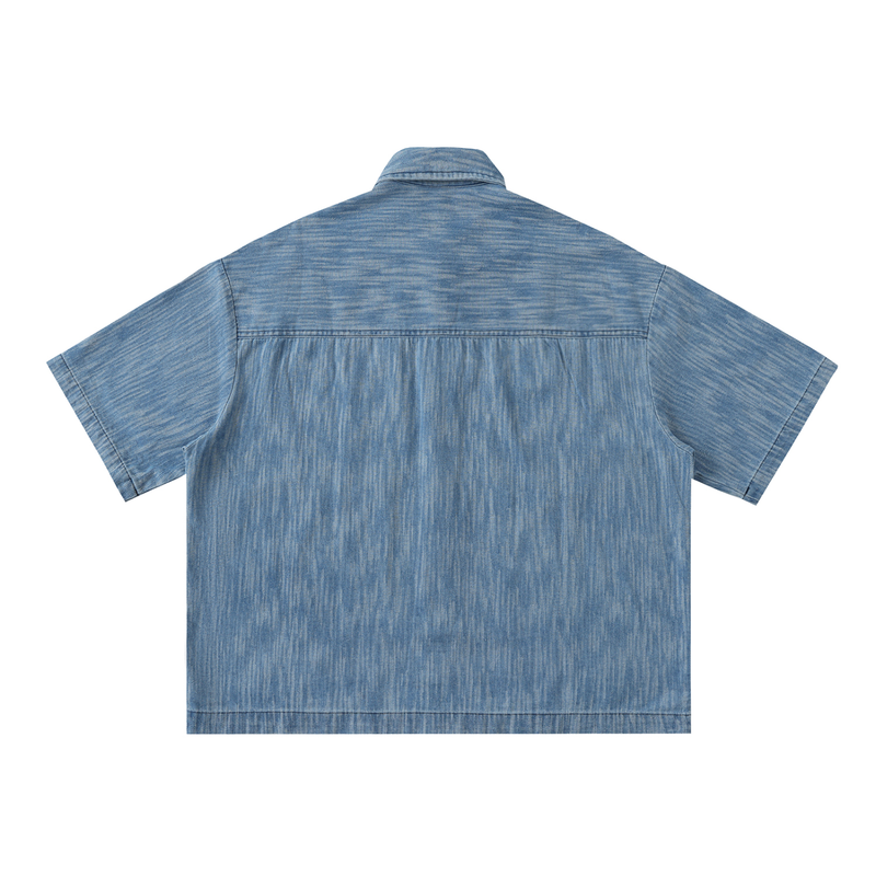 Distressed Wash Short-Sleeve Shirt