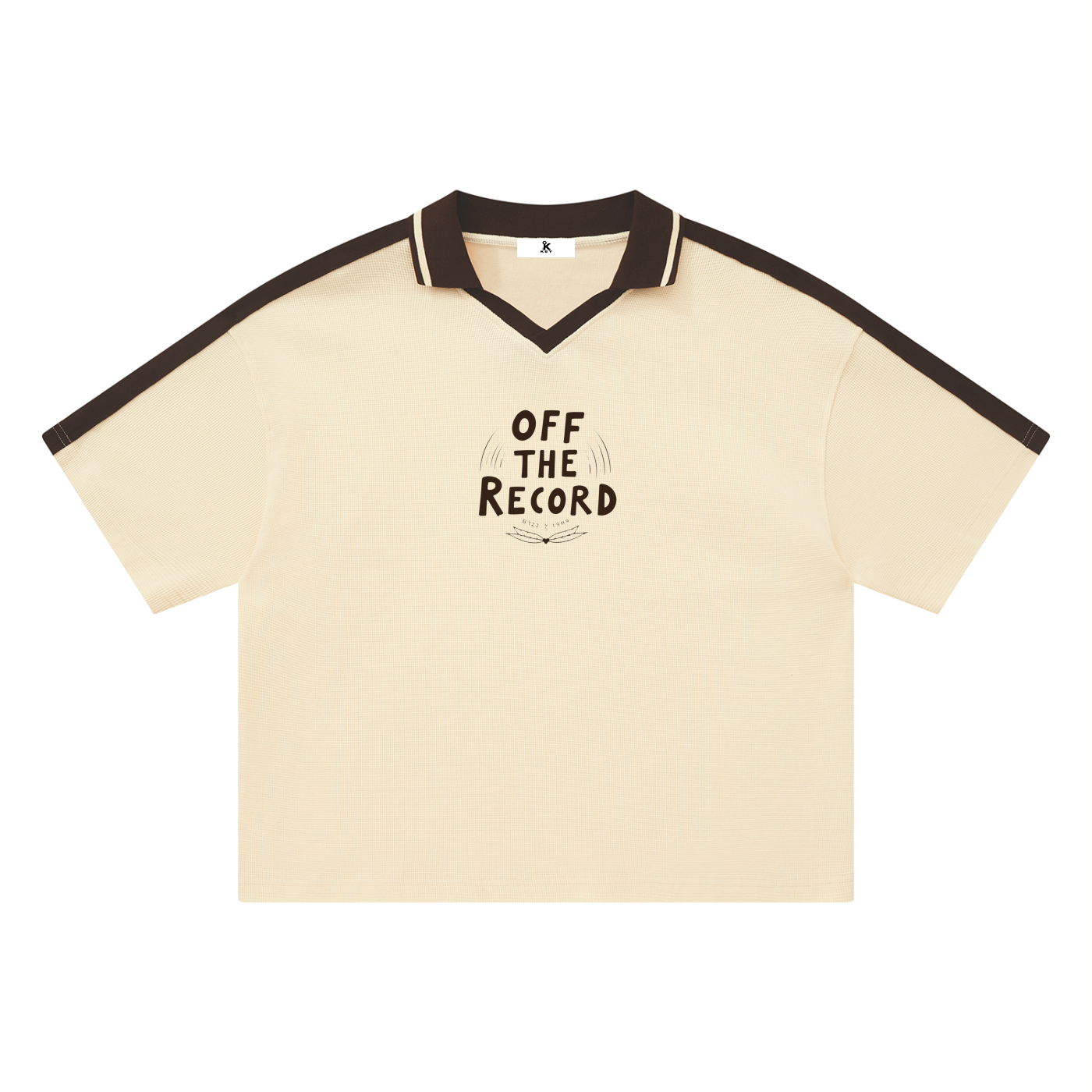 KEY ATELIER Color Block Polo Shirt in Apricot – rear or styling view