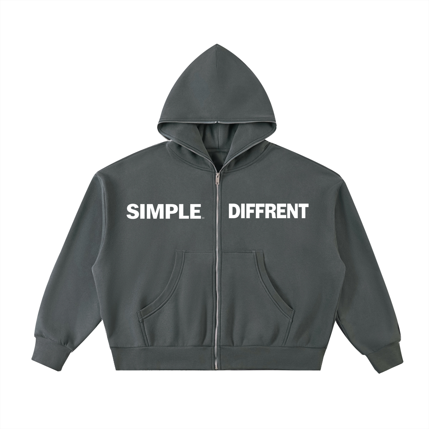 Fleeced Full-Zip Boxy Hoodie