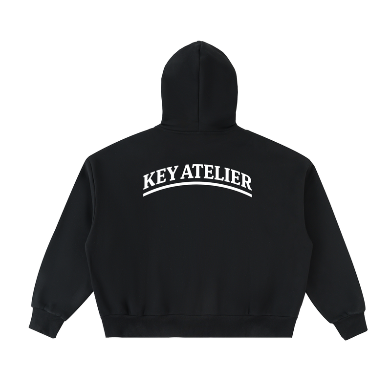 Fleeced Full-Zip Boxy Hoodie