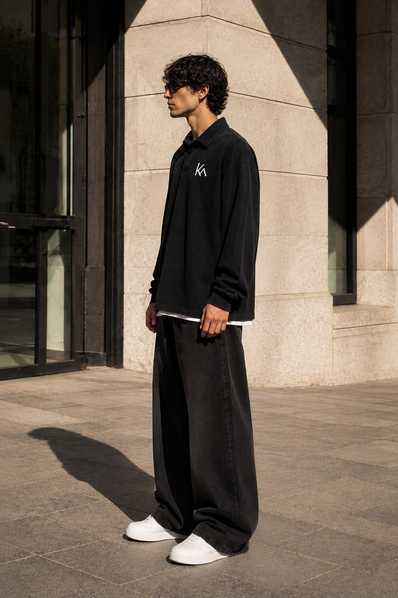 Loose Long Sleeve Polo Shirt