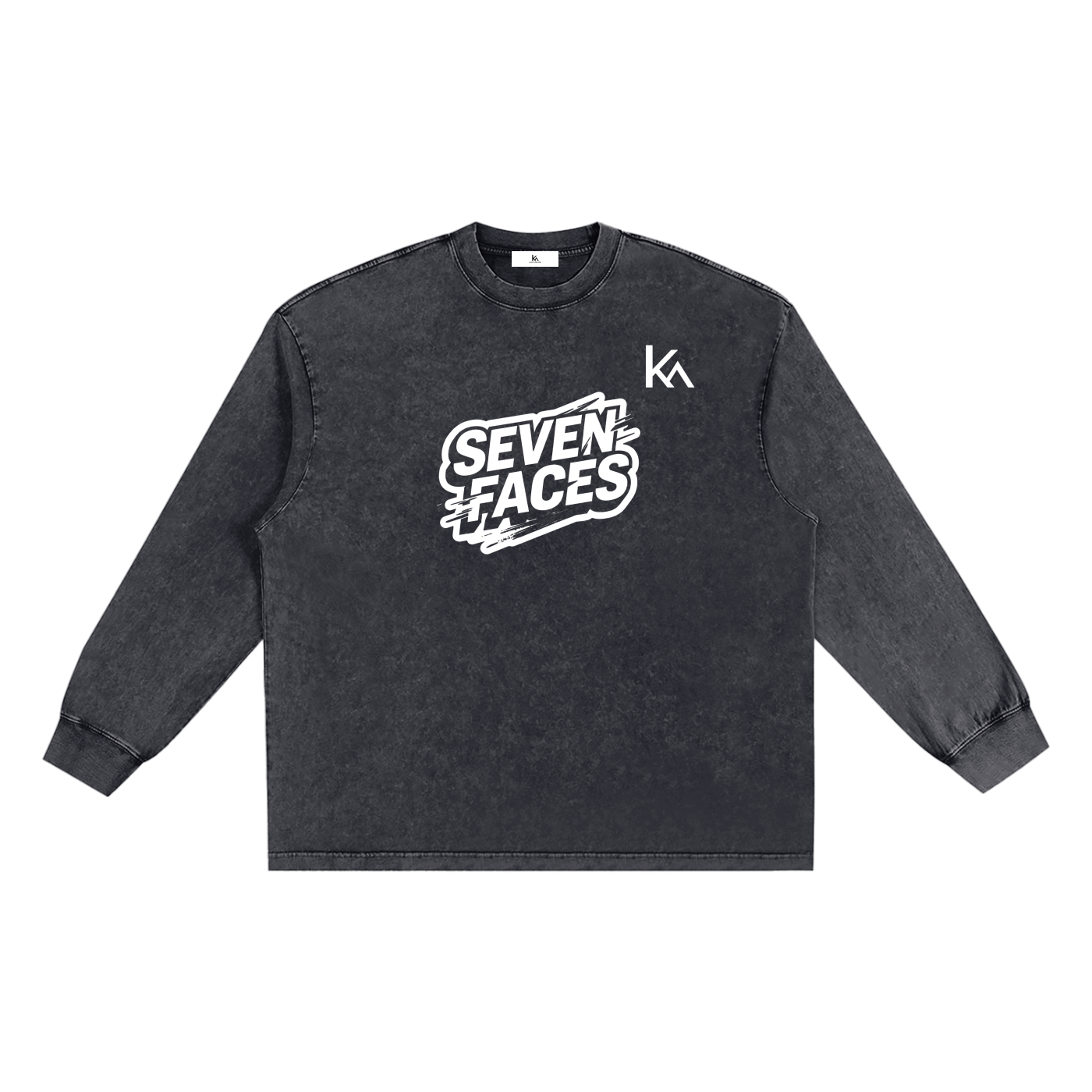 KEY ATELIER Snow Washed Frayed Edge T-Shirt in Black – rear or styling view