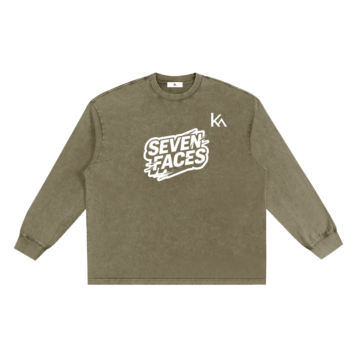 KEY ATELIER Snow Washed Frayed Edge T-Shirt in Stone Gray – rear or styling view