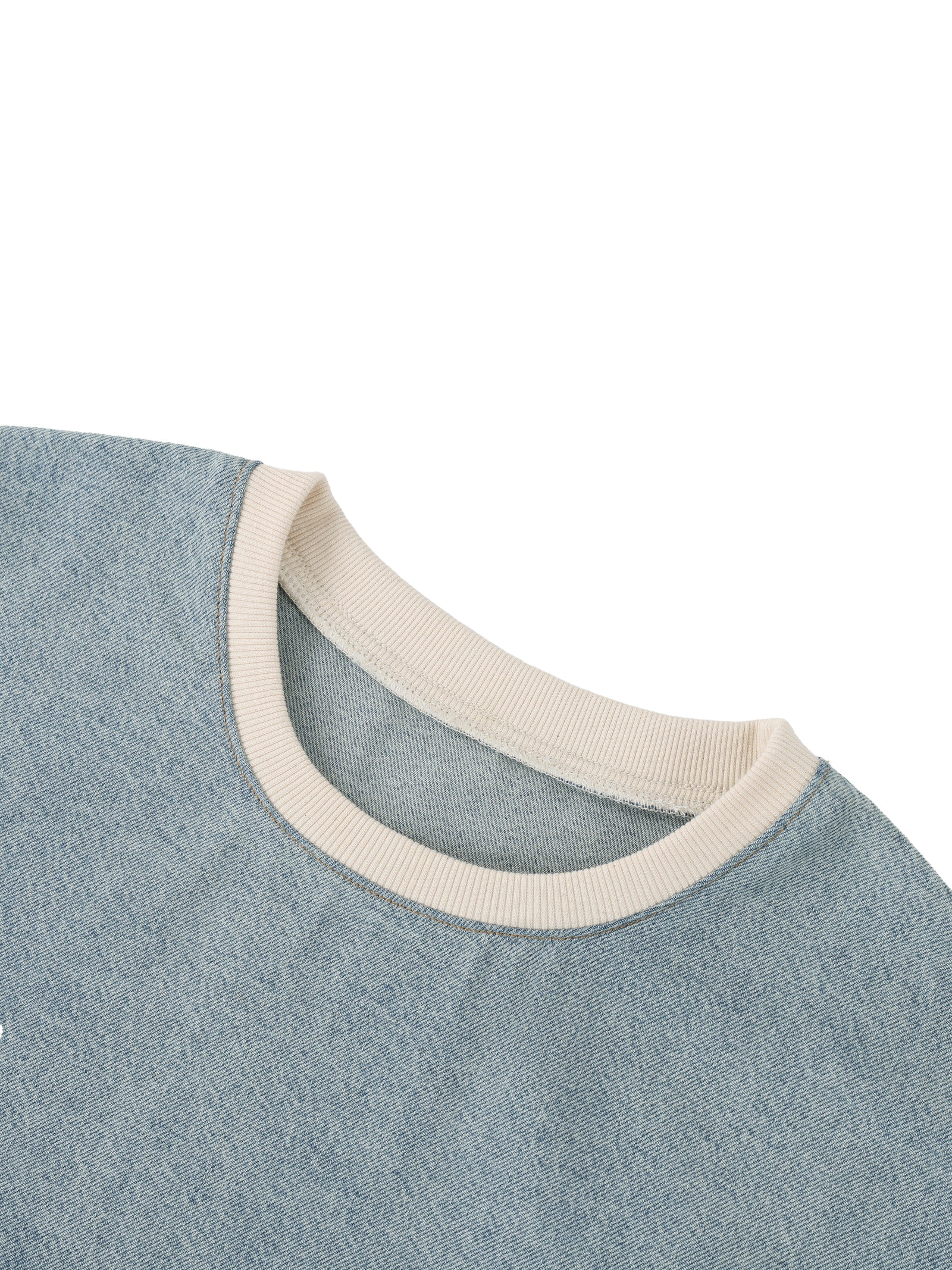 KEY ATELIER Wash Boxy Raw Hem Denim T-Shirt in Light Blue – product image 5
