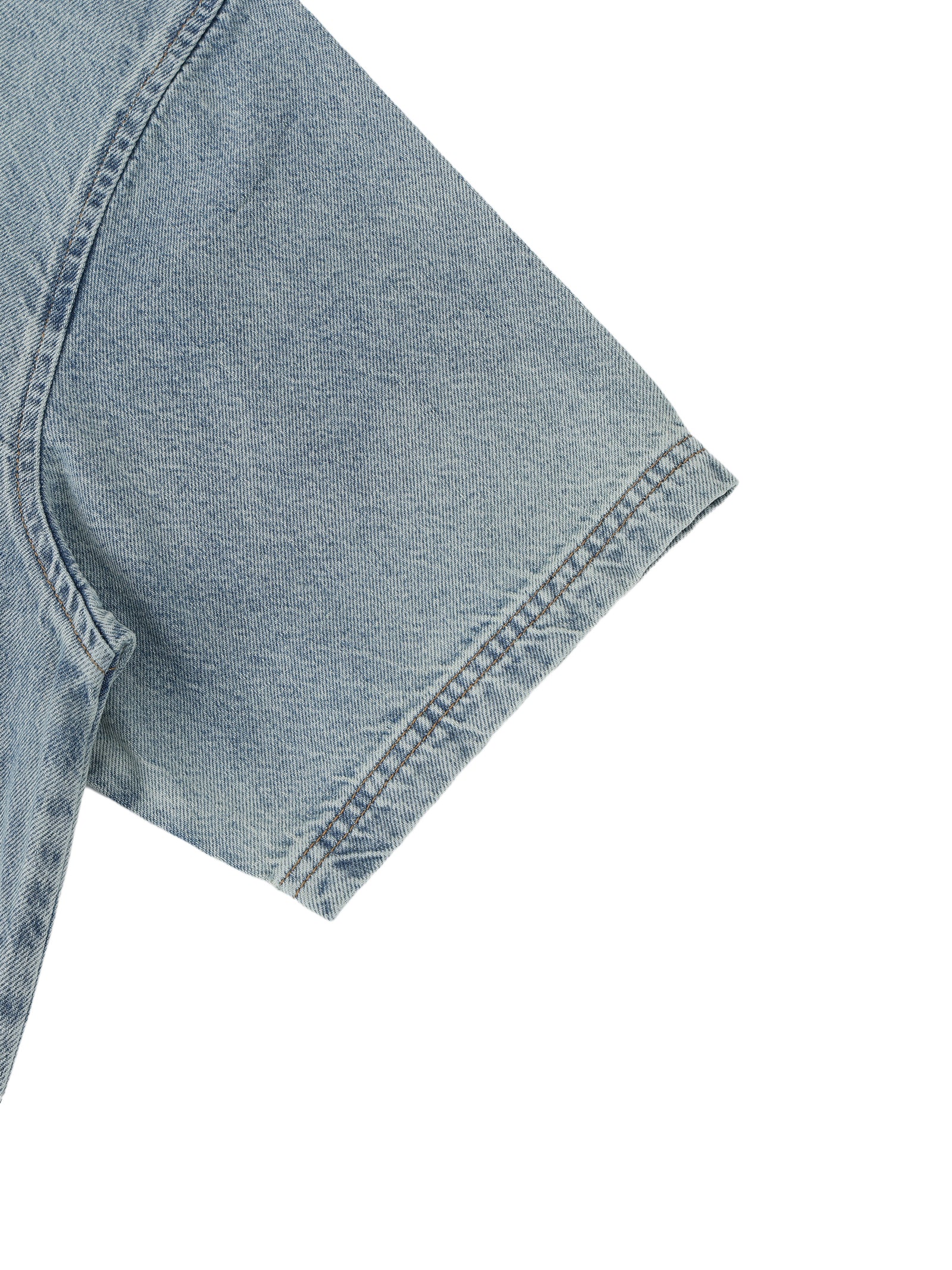 KEY ATELIER Wash Boxy Raw Hem Denim T-Shirt in Light Blue – product image 6
