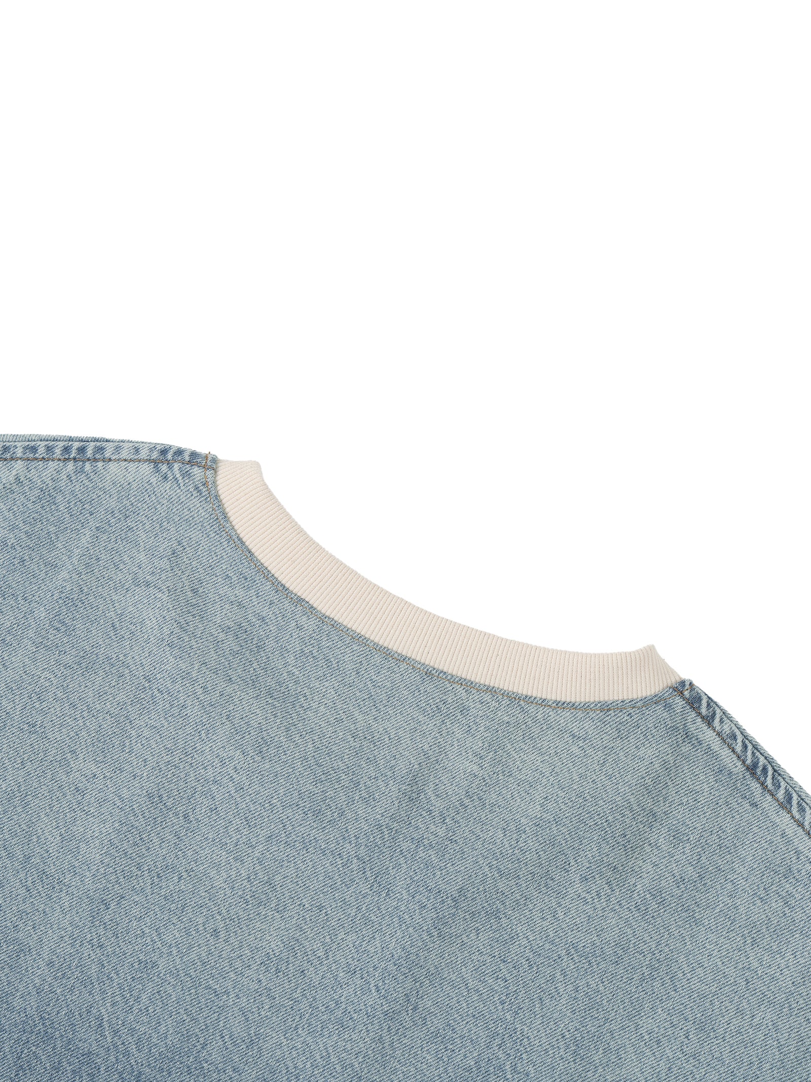 KEY ATELIER Wash Boxy Raw Hem Denim T-Shirt in Light Blue – product image 8
