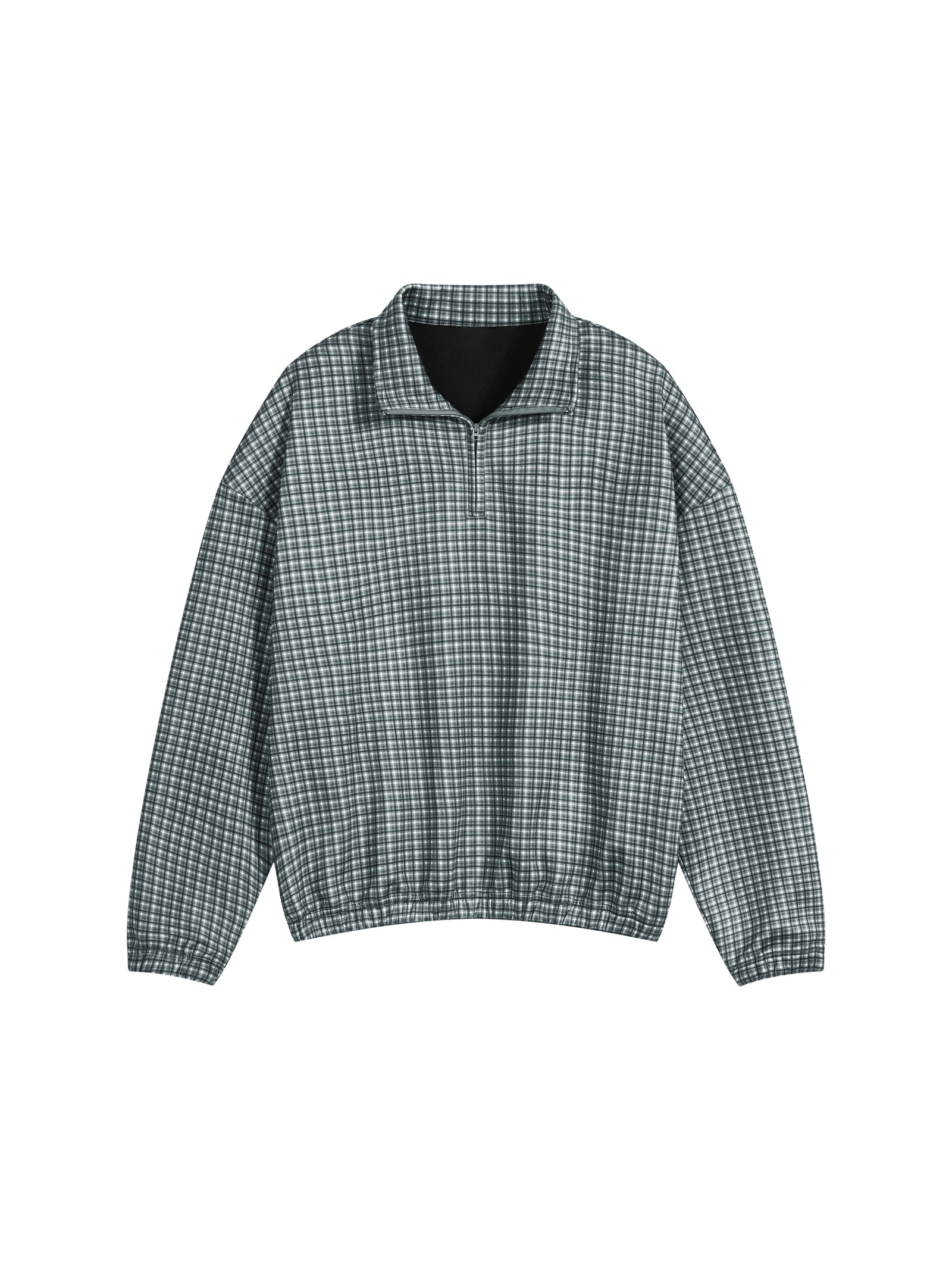 KEY ATELIER Plaid Quarter-Zip Sweatshirt in Navy Blue Plaid – product image 7