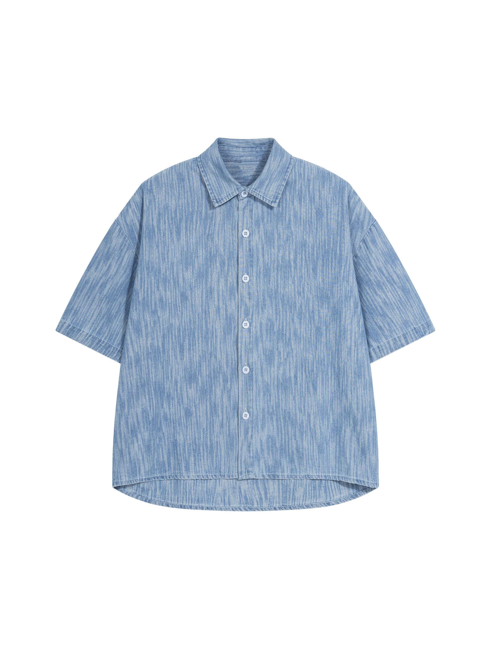 KEY ATELIER Boxy Vintage Wash Denim Shirt in Jeans Blue – product image 6