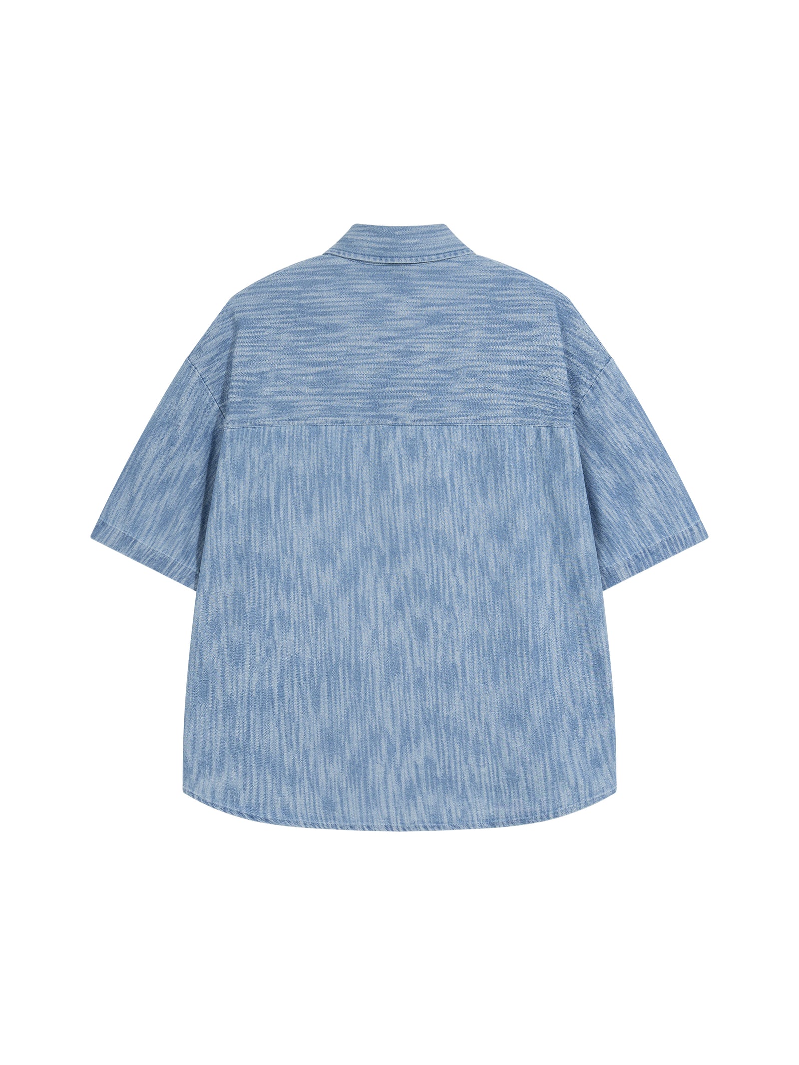 KEY ATELIER Boxy Vintage Wash Denim Shirt in Jeans Blue – product image 7